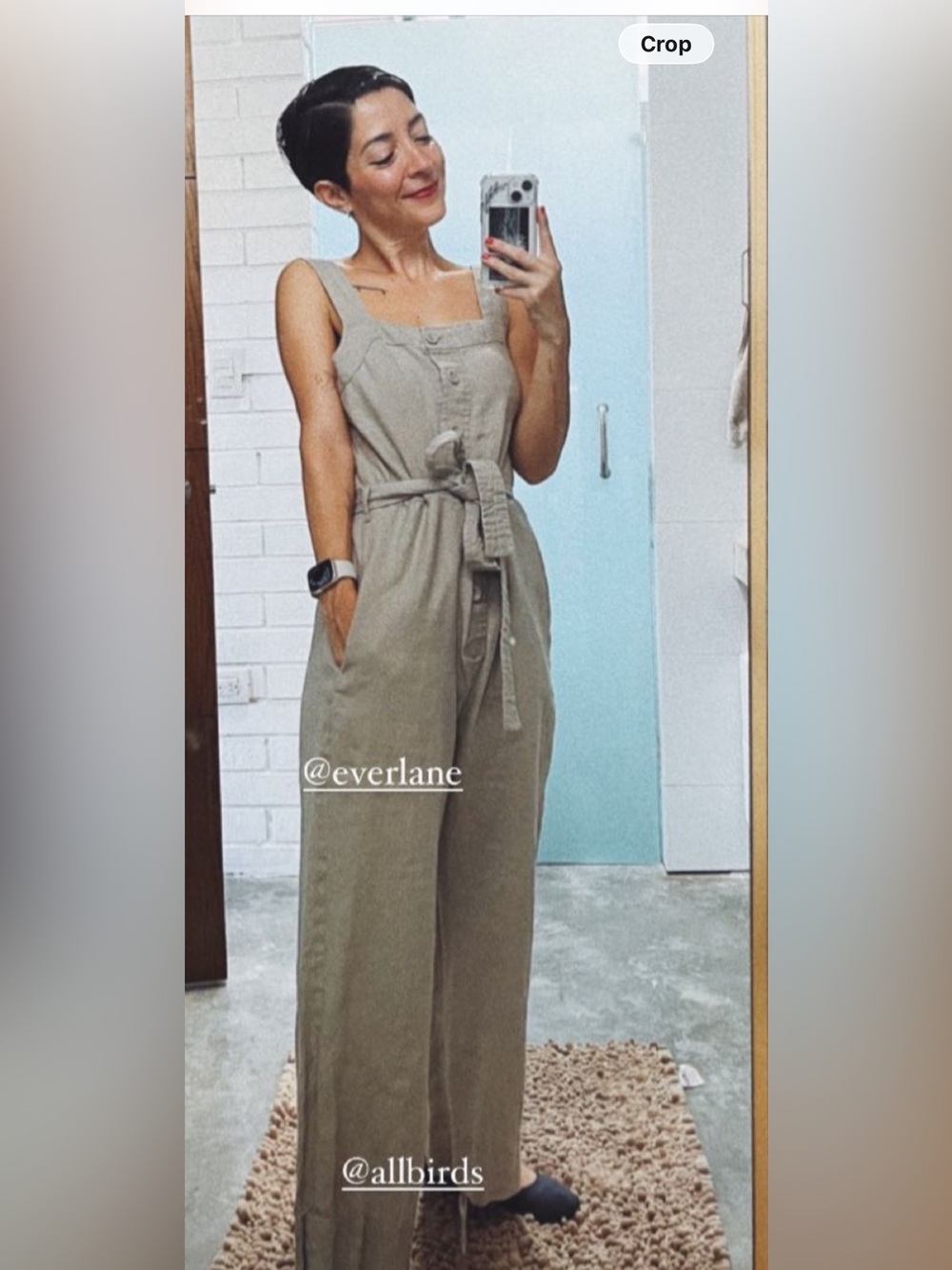 Everlane linen picnic jumpsuit in sea grass, like new size 00